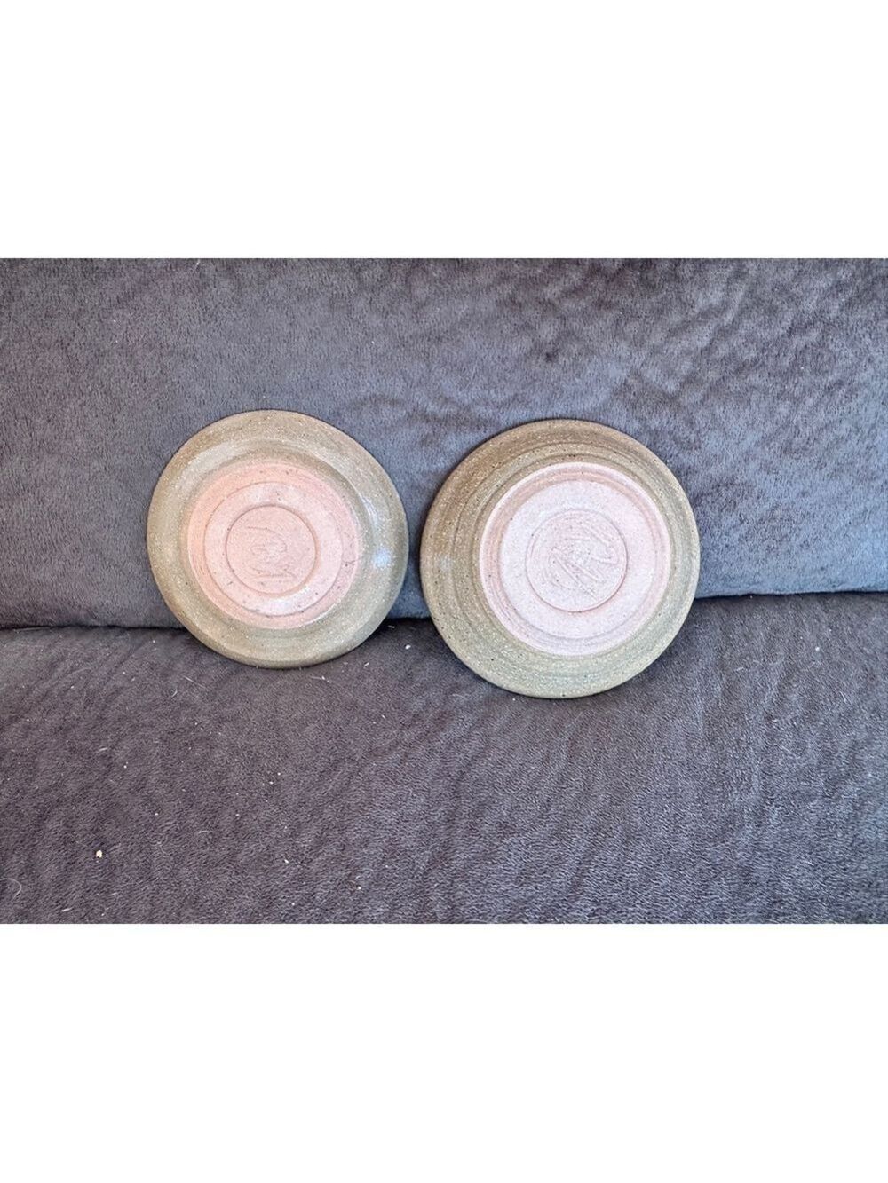 Signed Handmade Ceramic Bowls Set of 2 Blue Floral Pottery Stoneware Dinnerware - Picture 9 of 10